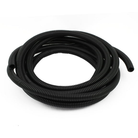 Unique Bargains Black Plastic 18mm x 15mm Corrugated Tube Bellow Pipe Insulated Sleeve 5M Length