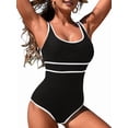 thumbnail image 3 of Women'S Color Block One-Piece Athletic Swimsuit Sports Tummy Control Cheeky Bathing Suits White S, 3 of 9