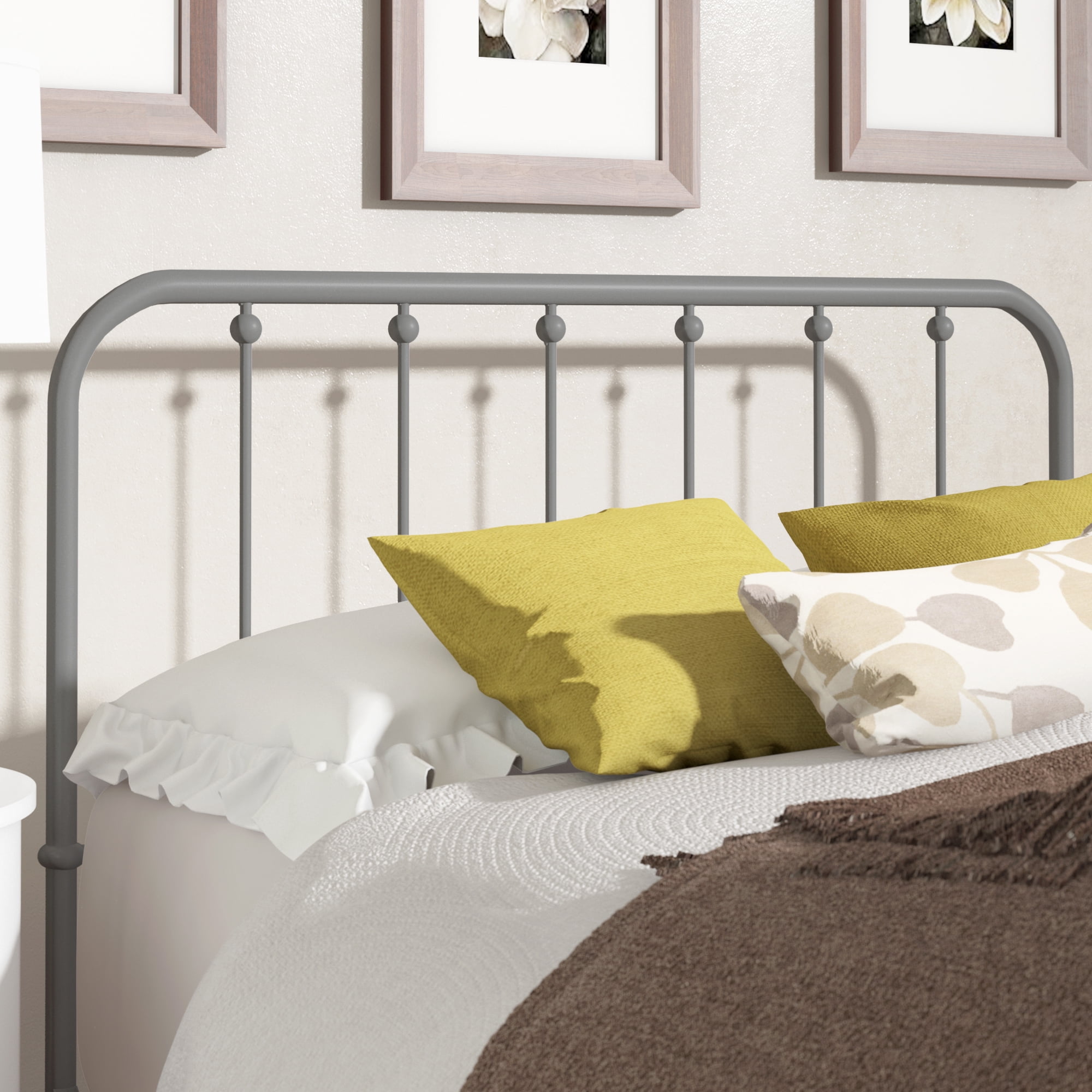 Weston Home Montgomery Spindle Metal Platform Full Bed, Frost Grey