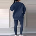 thumbnail image 4 of CFLVAEK 2 Piece Outfits Womens Oversized High Low Hem Long Sleeve Sweatshirts Comfort Fitted Leggings Plus Size Workout Tracksuits Sets Blue M, 4 of 9