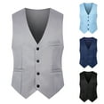 thumbnail image 5 of Men Waistcoat Solid Color Single-breasted V Neck Sleeveless Spring Vest for Work, 5 of 7