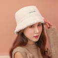 thumbnail image 2 of Women's Sherpa Lamb Wool Fisherman Hat, Warm Winter Beanie Style Bucket Hat for Cold Weather, Outdoor Cozy Fleece Lined Slouchy Hat for Daily Wear - Beige, 2 of 3