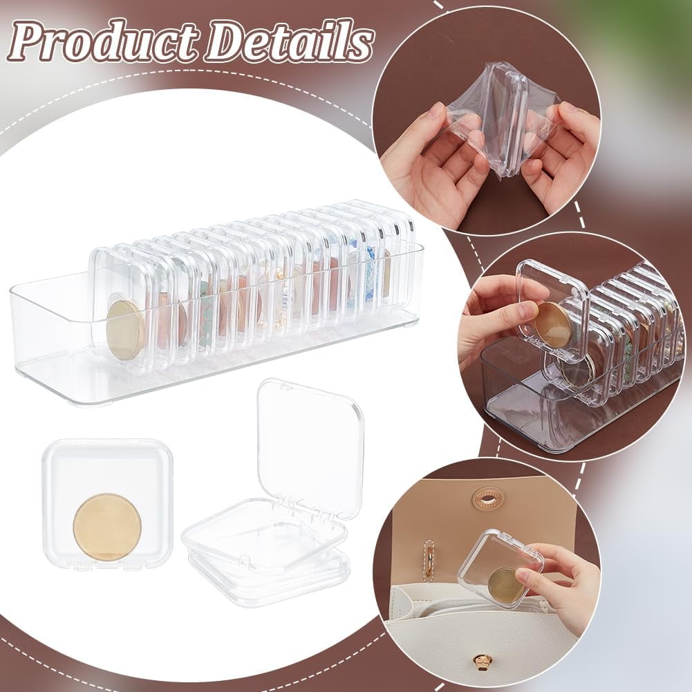 16PCS Acrylic Storage Cases 2.8x2.8 Inch Mini Clear Bead Storage Containers Beading Organizer Box Jewelry Storage Boxes Transparent Boxes