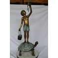 thumbnail image 2 of Nifao Boy on Turtle Holding Frog Outdoor Fountain Statue, Bronze Garden Water Feature Sculpture for Patio & Yard – Garden Outdoor Decor Sculpture, 24"L x 18"W x 55"H, 2 of 11