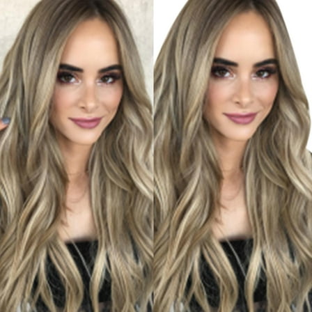 SUCS Women Mix Colors Gradient Long Curly Synthetic Wig Full Wig Wavy Wig