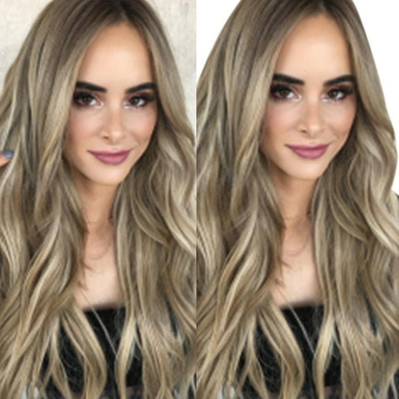 SUCS Women Mix Colors Gradient Long Curly Synthetic Wig Full Wig Wavy Wig