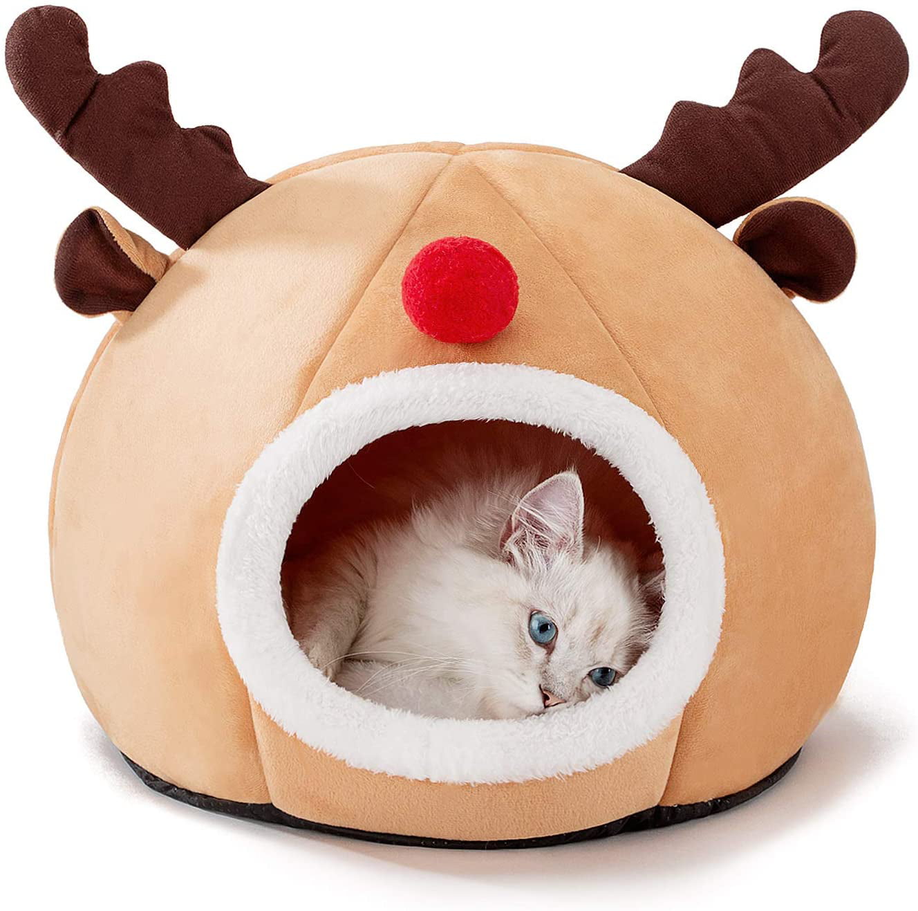 Cat Beds for Indoor Cats,House Semi-Closed Christmas Warm Soft Winter Pet Cat Cave Bed Shape Tree Pet Nest 