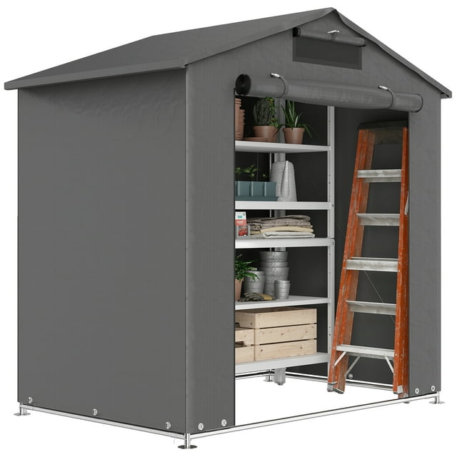 Outsunny 6' x 4' Portable Shed, Waterproof Bike Tent, Dark Grey