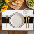 thumbnail image 2 of Black Placemats Set of 2 Stripes Place Mats Solid Color Washable Table Mats for Party Kitchen Dining Decoration, 12 X 18 Inch, 2 of 8