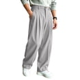 thumbnail image 5 of Mens Baggy Dress Pants Old Money Pleated Casual Wide Leg Slacks Fall Lightweight Comfort Work Business Trouser for Daily Wea Gray M, 5 of 10