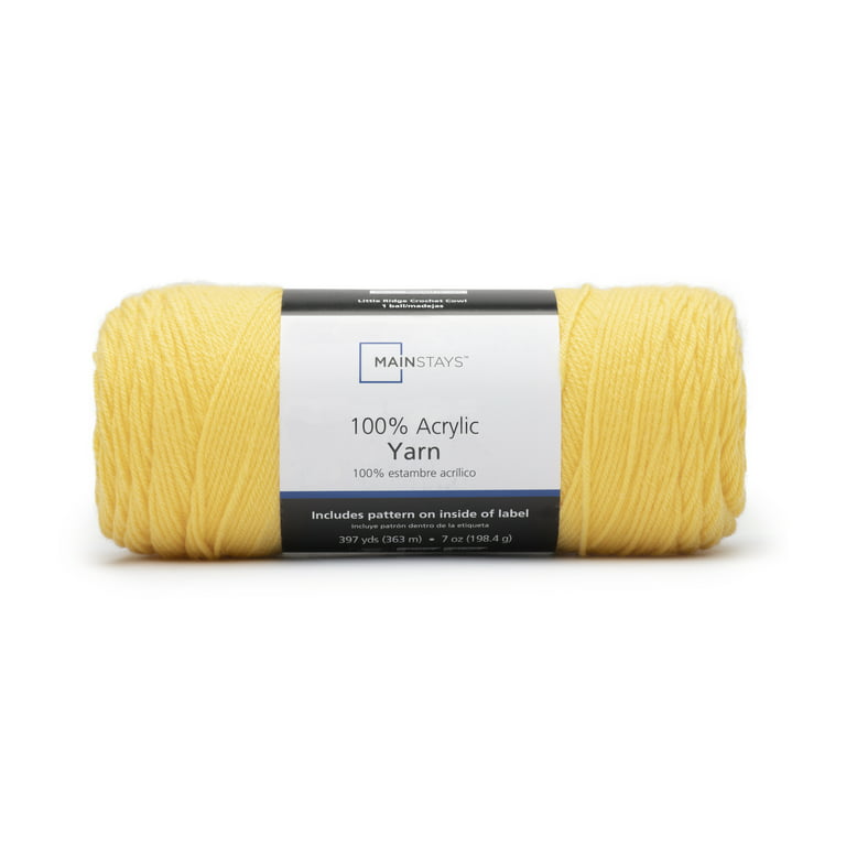 Mainstays™ 100% Acrylic #4 Medium Acrylic Yarn, Yellow 7oz/198g, 397 Yards  (16 Pack) 