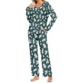 thumbnail image 2 of Jamicy Sleepwear for Women Gifts for Mom Womens Pajama Sets Long Sleeve Sleepwear Round Neck Nightwear Soft Pjs Lounge Sets with Pockets, 2 of 6