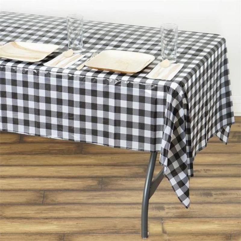 Efavormart Buffalo Plaid Tablecloth 54" x 108" White/Black
