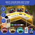thumbnail image 3 of ModFusion 67” L-Shaped Computer Desk for Home Office with Monitor Stand, Power Outlets, LED Lights & File Drawer – White, 3 of 9
