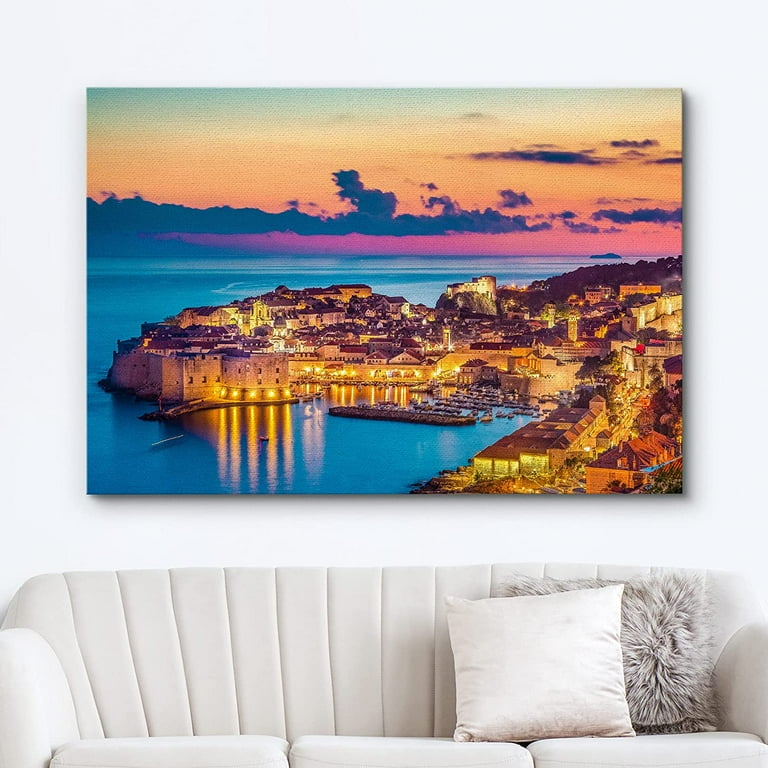 wall26 Canvas Print Wall Art Vibrant Pastel Sunset Ocean Greek