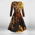 thumbnail image 6 of Christmas Dresses for Women Women's Casual And Fashionable Christmas Printed Long Sleeved V-neck Sexy Dress with Pockets for Holiday Party,Gold,5XL, 6 of 7
