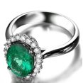 thumbnail image 3 of Beautiful 1.50 Carat oval shape Emerald and Diamond Halo Engagement Ring in White Gold, 3 of 4