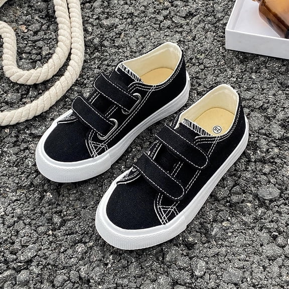 HUITKMM Hook Loop Canvas Sneakers for Girls and Boys Soft Fashion Shoes