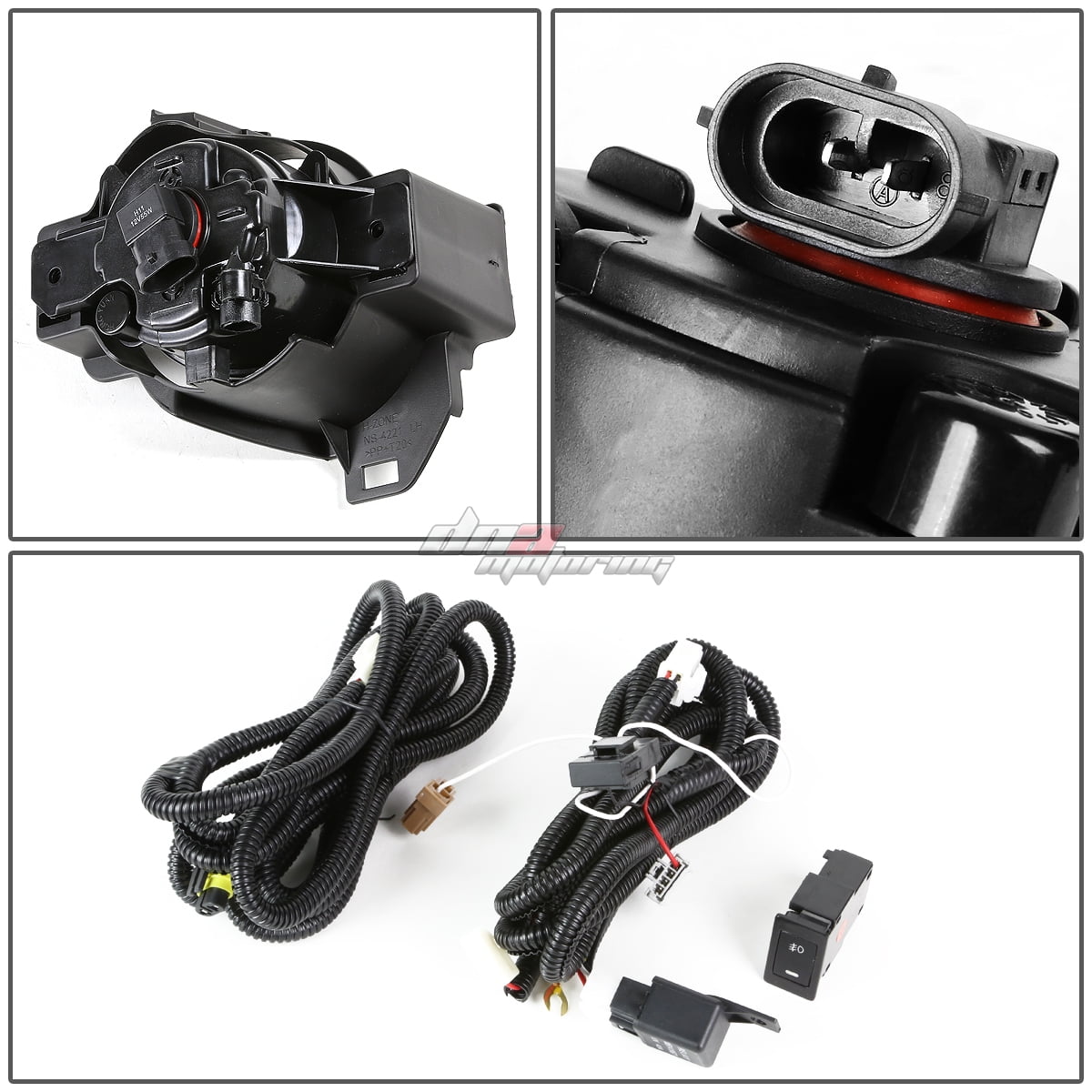 DNA Motoring For 10-12 Nissan Altima Clear Lens Bumper Fog Light Lamps Kit w/Wiring Harness Switch
