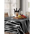 thumbnail image 6 of Black Striped Table Cloth, Waterproof Tablecloth for Rectangle Tables, Retro Wave Lines Texture Simple Reusable Washable Fabric Table Cover for Restaurant Kitchen Dining Tables 60"x102", 6 of 9