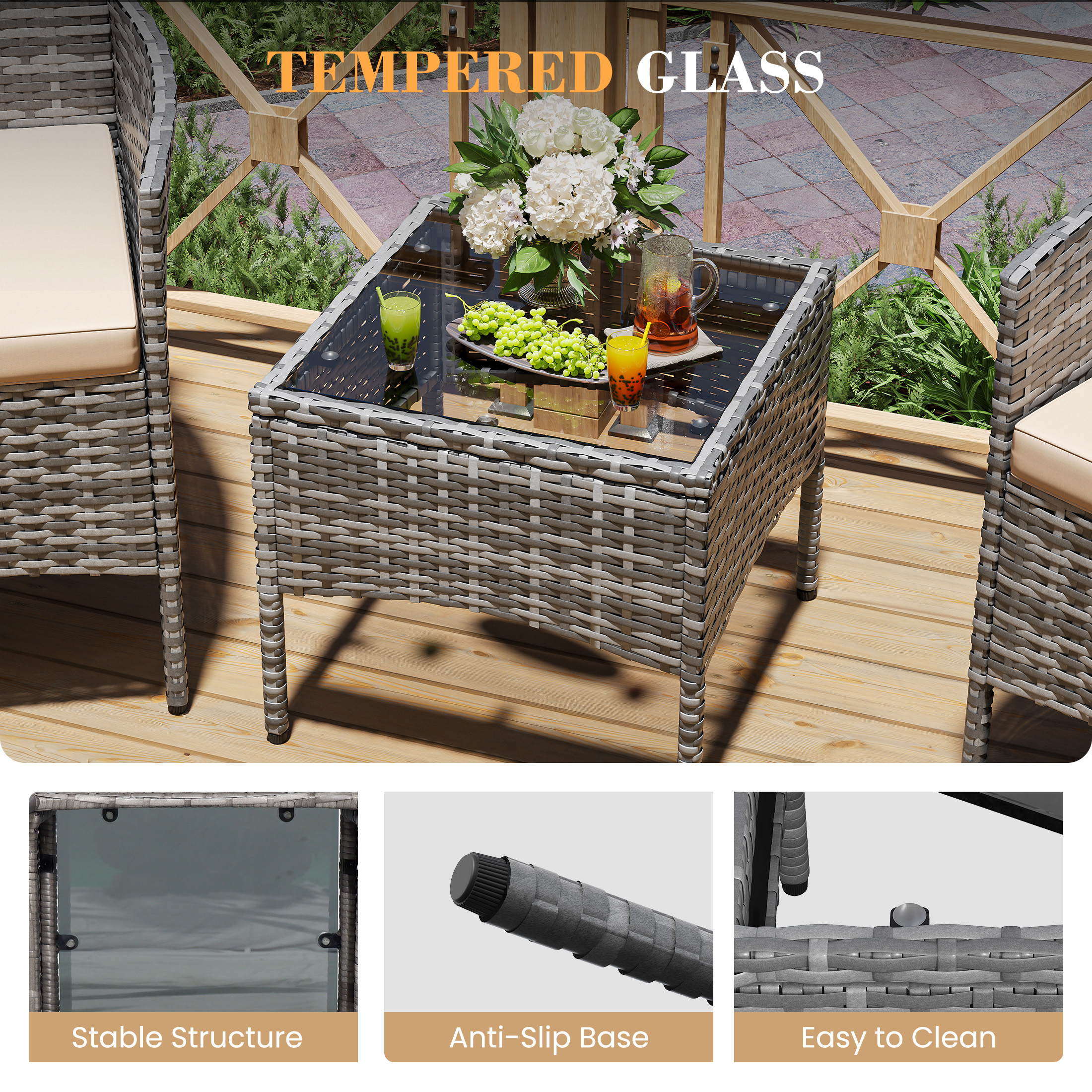 UDPATIO Furniture Set 3 Pieces Patio Rattan Wicker Chairs,Patio Porch Outdoor Furniture Set with Chairs,BE