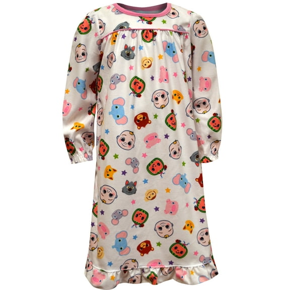 Komar Kids Girls Cocomelon Animal Faces Toddler Girls Traditional Flannel Nightgown (4T)