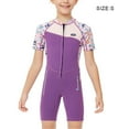 thumbnail image 2 of Naiovety Traje de neopreno para niños con mangas de 2,5 MM, traje de neopreno, protección térmica contra sarpullidos, protección UV, cremallera Deportes acuáticos Púrpura S Naiovety OD003642-01, 2 of 6