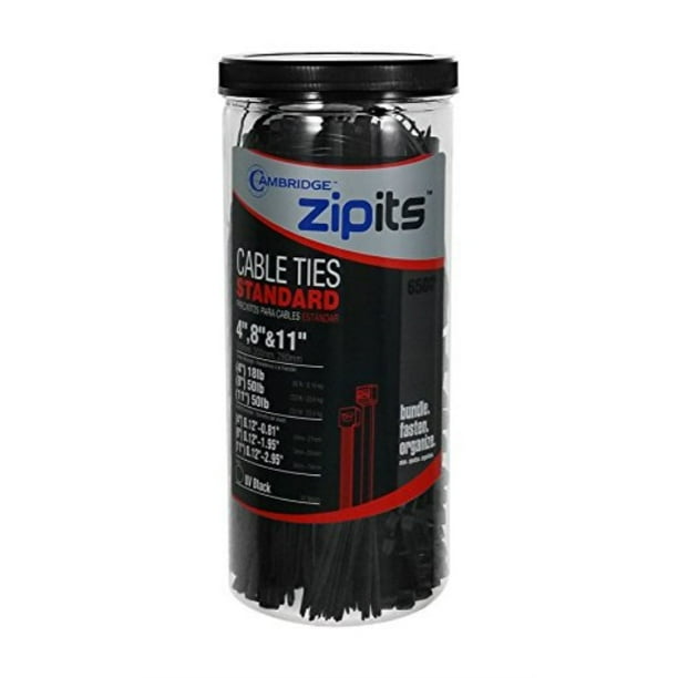 Cambridge ZipIts Multi Purpose Cable Ties 650 Pack Assortment 4 Inch 8