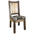 thumbnail image 3 of Homestead Collection Side Chair - Woodland Upholstery w/ Laser Engraved Bronc Design, Stain & Lacquer Finish, 3 of 9