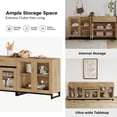 thumbnail image 5 of WAMPAT 3 in 1 Modern Sideboard with Adjustable Shelves and Drawer,Storage Cabinet with Glass Doors, Coffee Bar Cabinet for Living Room, Kitchen, Oak, 5 of 13