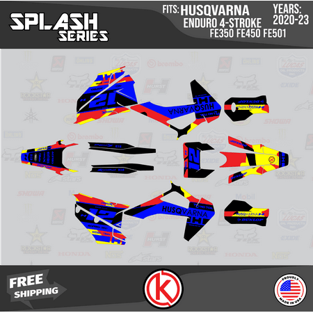 Kalair GFX Graphics Kit for Husqvarna Enduro 4-STORKE FE350 FE450 and FE501 (2020-2023) Splash Series Kalair GFX Graphics Kit for Husqvarna Enduro 4-STORKE FE350 FE450 and FE501 (2020-2023) Splash Series