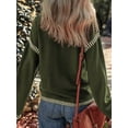 thumbnail image 2 of Sweaters for Women Solid Crewneck Loose Fit Long Sleeve Contrast Cable Knit Pullover Sweater Jumper Tops  Green XL, 2 of 6