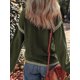 thumbnail image 4 of Suéteres para Mujer, Cuello Redondo Liso, Corte Holgado, Larga, Punto en Contraste, Jersey, Tops Verde S, 4 of 8