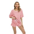 thumbnail image 3 of Xmarks Mommy and Me Pajamas Set Polka Dot Print Short Sleeve Crewneck Tee with Polka Dots Short, 3 of 8