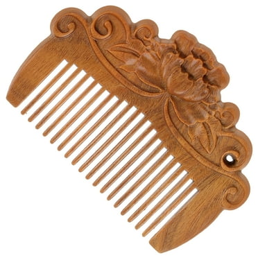 Green Sandalwood Embossed Comb Women Hair Styling Combs Portable Wooden Ornaments Miss