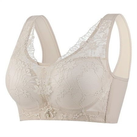 Instant Savings: Womens Bras No Underwire Full Support  Sujetadores para mujer sin aros y soporte completo  Woman s Lace Embroidered Glossy Comfortable Breathable Bra Underwear No Rims