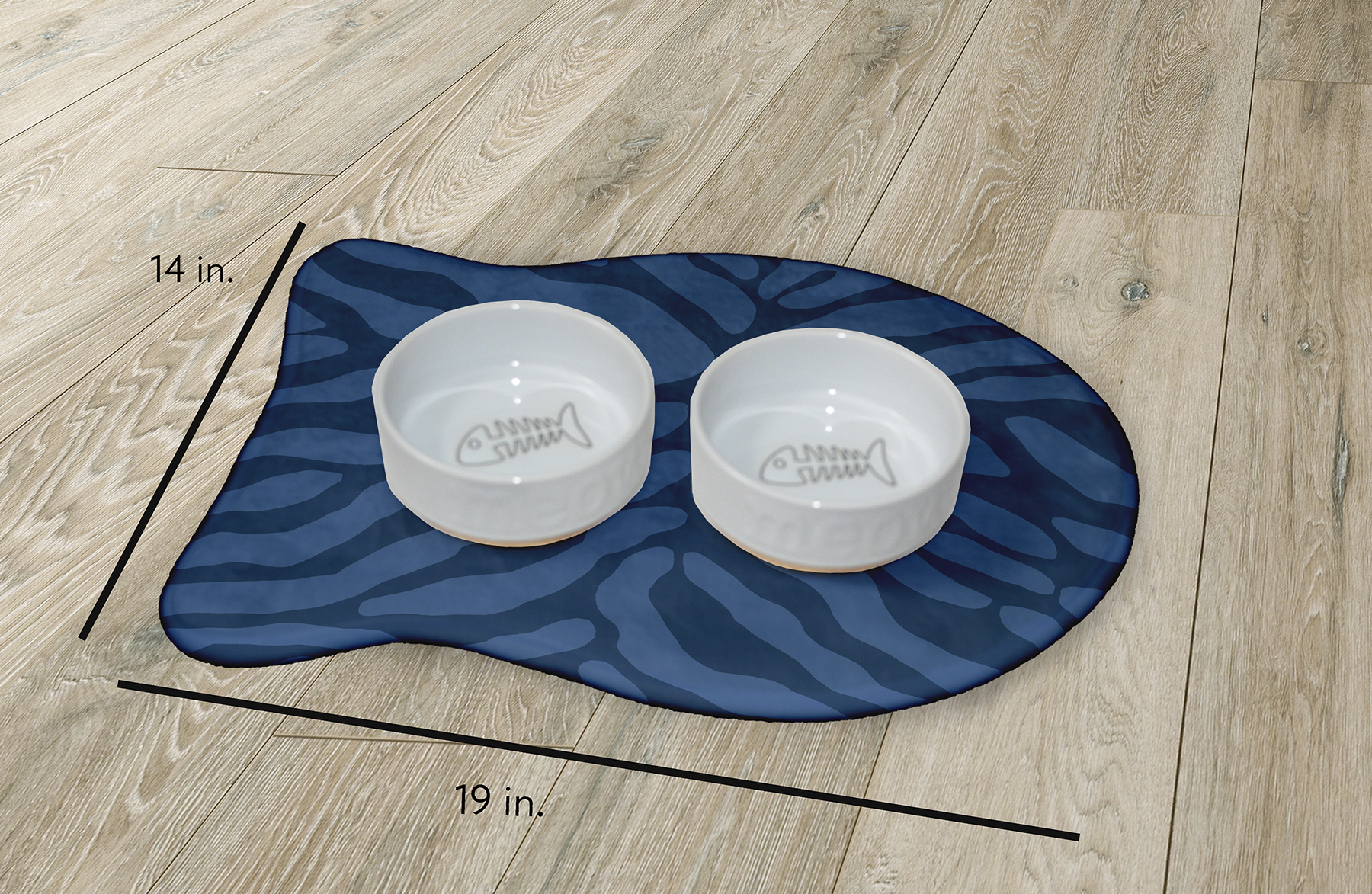 Simply Daisy Animal Stripe Fish Shape Pet Feeding Mat for Cats