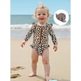 thumbnail image 6 of BemeyourBBs Toddler Baby Girl Floral Swimsuit Infant Girl Bathing Suit One Piece Swimsuits with Sun Hat Set Long Sleeve Rash Guard Swimwear Zipper Summer Beach Wear, 6 of 9