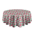 thumbnail image 5 of Pink Strawberry Plants Fruit Green Pattern Round Tablecloth 60"x60",Wrinkle Wipeable Table Cloth for Kitchen Dining Room Picnic Patio Party, 5 of 6