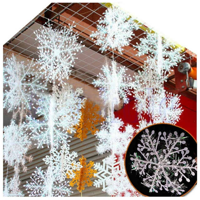 mfyjkho Paquete de 6 adornos navideños con forma de copo de nieve y purpurina, con agujeros preperforados, para decorar fiestas.