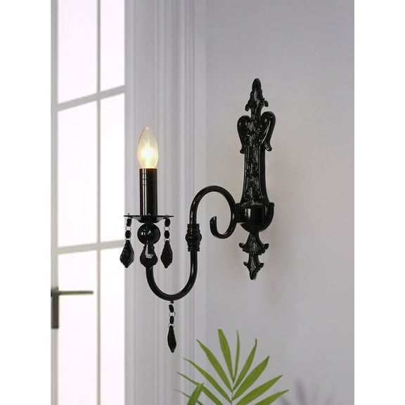 Black Candelabra Crystals Wall Sconces