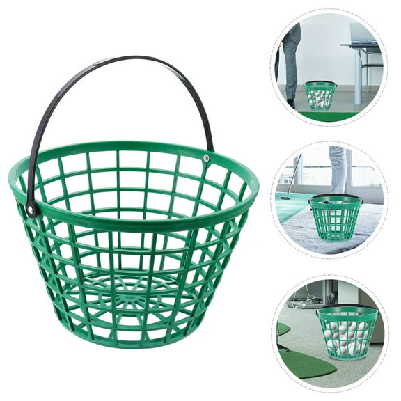 PAMINGONO Golf Game Bucket 1Pack 11.6x11.6x9.9in Green Plastic for Ball Storage