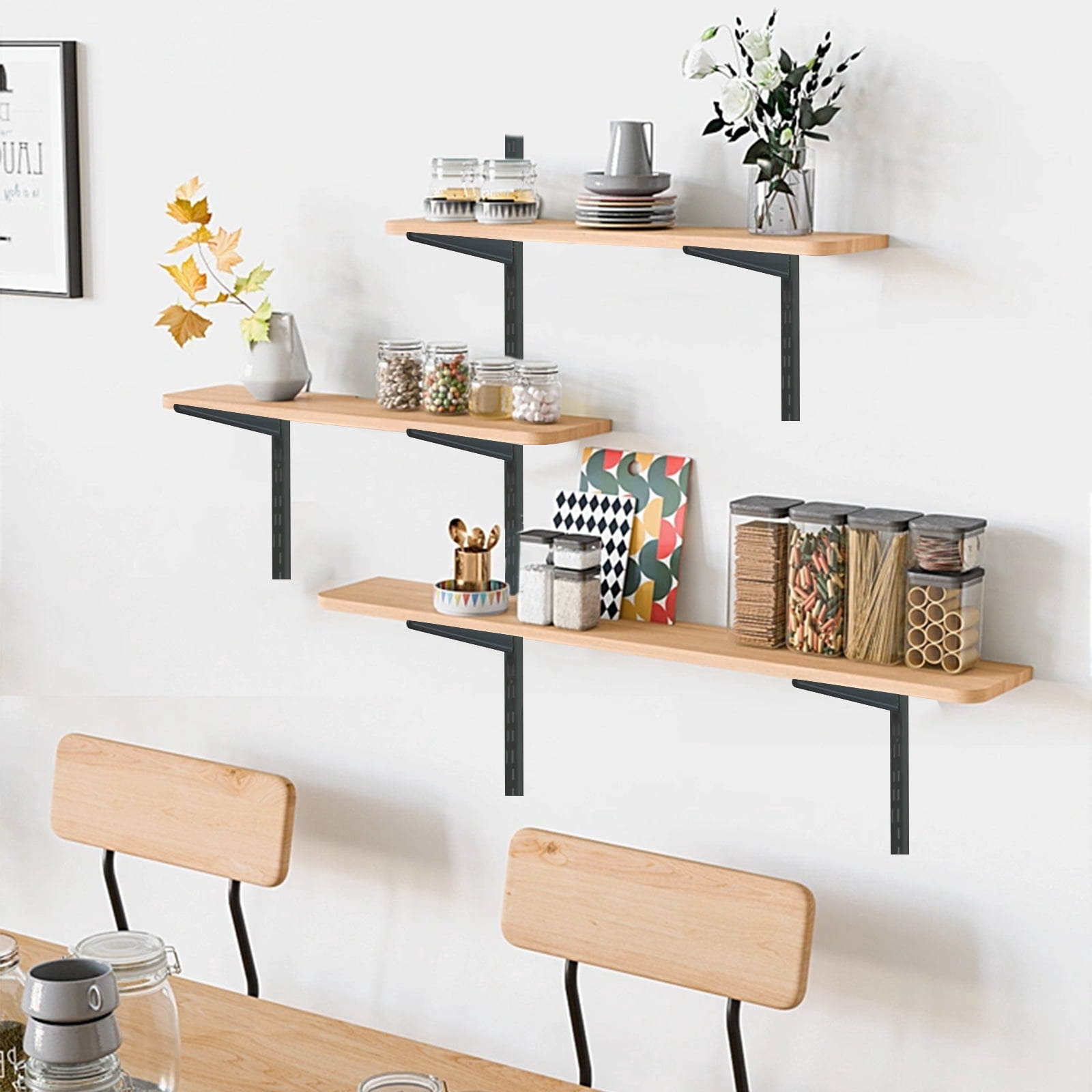 6‑Pack Dual‑Track Wall Shelf Rails – 47.5 in / 120 cm Heavy‑Duty Upright Standards for Adjustable Shelving in Pantries, Closets, Garages (Black)