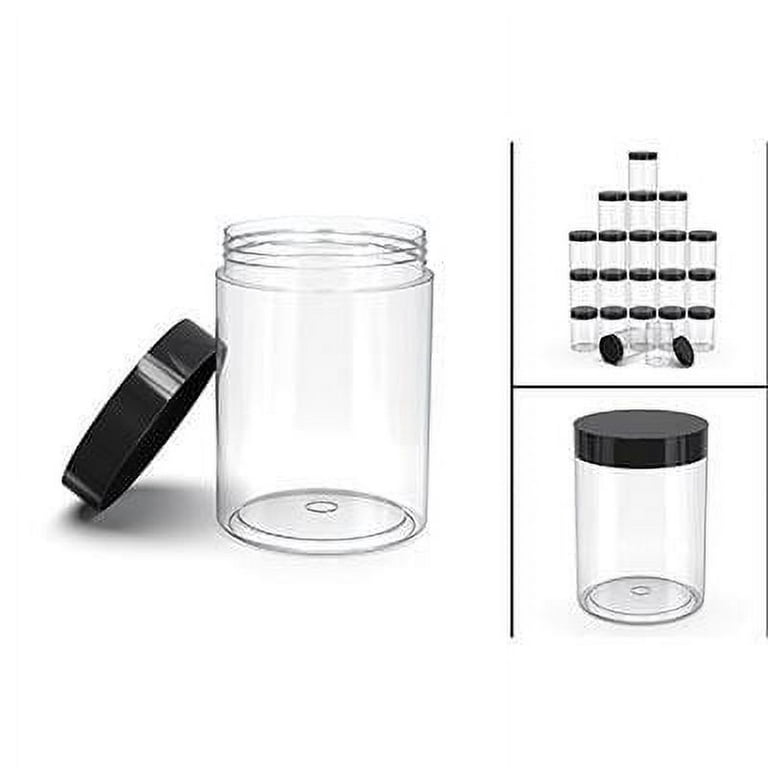 RW Base 8 oz Round Clear Plastic Candy and Snack Jar - with Black Plastic  Lid - 3 x 3 x 3 - 100 count box