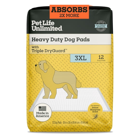 Pet Life Unlimited Heavy Duty Dog Pads, 3XL, 36" x 36", 12ct