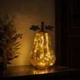 thumbnail image 4 of Halloween Decorations Glass Pumpkin Light, Handcrafted Glass LED Pumpkin Night Light, 5.51x9.84in Warm Glow Tabletop Centerpiece for Fall Harvest Thanksgiving & Halloween Home Mantel Shelf Decoration, 4 of 7