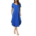 thumbnail image 1 of INSPIRE CHIC Camisón de Mujer V Cuello Corto Manga Larga Vestido de Lounge Primavera Verano con Bolsillo XL Azul Real, 1 of 6