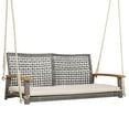 thumbnail image 1 of Costway 2-Person Patio Wicker Hanging Swing Chair Loveseat Cushion Off White, 1 of 10