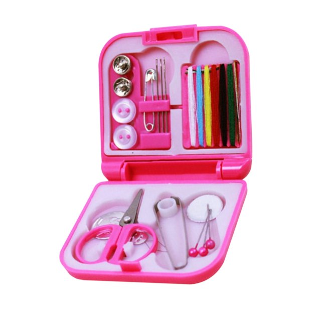 Moyic InicioDIY Agujas Hilos Kit Mini Herramientas de Costura Portátiles DIY Tijeras Pinzas Botones Set Artesanía Rosa roja Moyic HA004590-02B