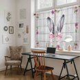 thumbnail image 5 of Spring Easter Kitchen Curtains 54 Inch Length, Watercolor Flowers Rabbits Ears Bow Wooden Gray Tiers Curtains for Bathroom Bedroom Cafe, Light Filtering Window Treatment Drapes 2 Panels 42"Wx54"L, 5 of 8